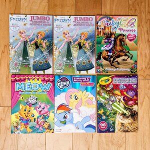 x6 Activity Coloring Books Stickers Disney Frozen Cosmic Cats Fairytale Princess